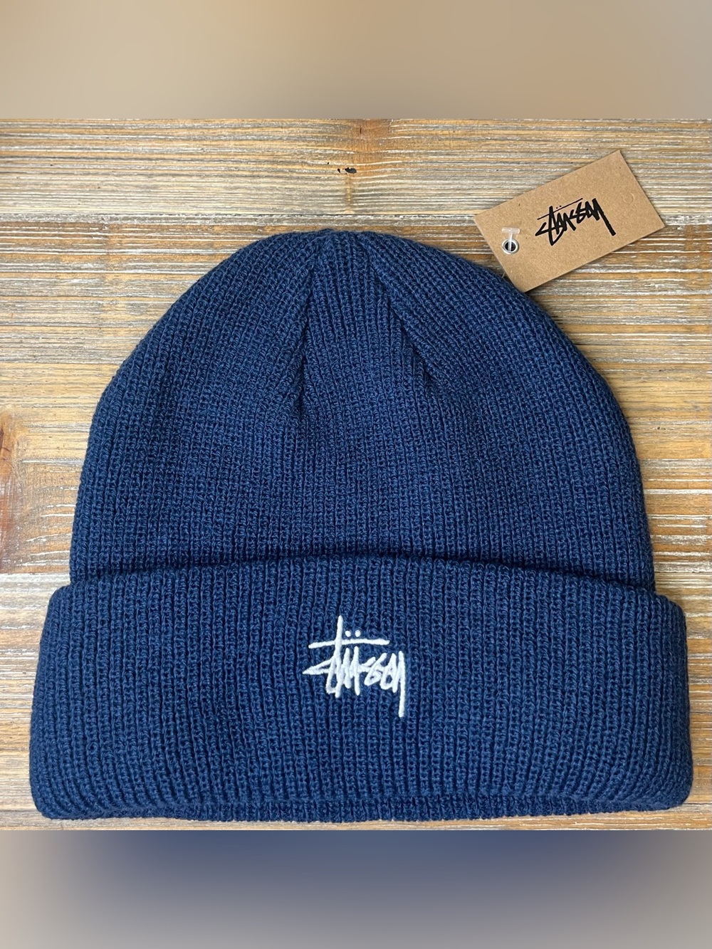 NWT Stüssy Basic Skullcap Beanie Hat Blueberry Dark Blue One Size - Picture 1 of 4